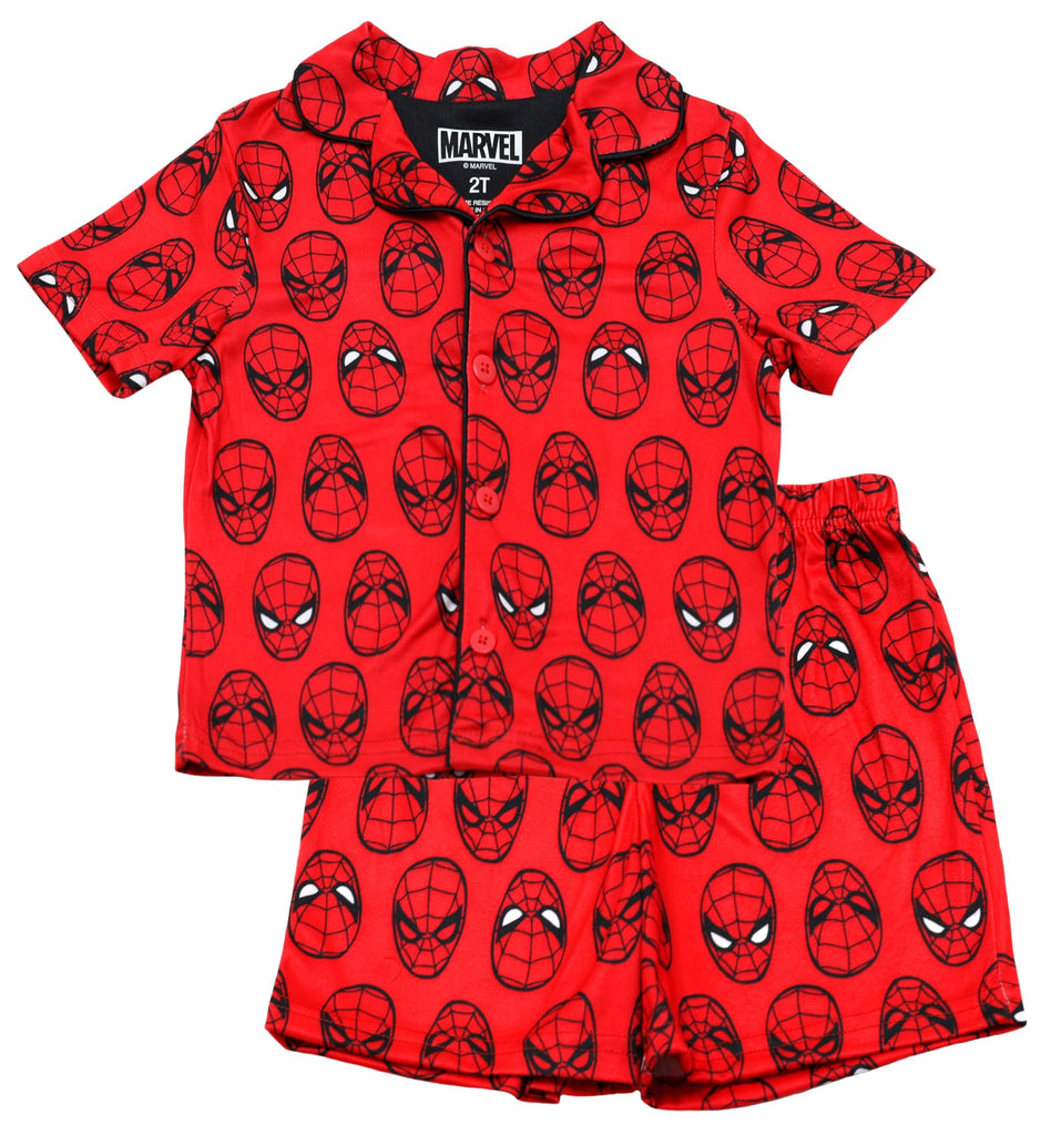 Marvel Spiderman Pajamas for Boys, 2 Piece Spiderman Pjs for Toddler Boys, Short Sleeve Top & Short Set, Size 3T Red