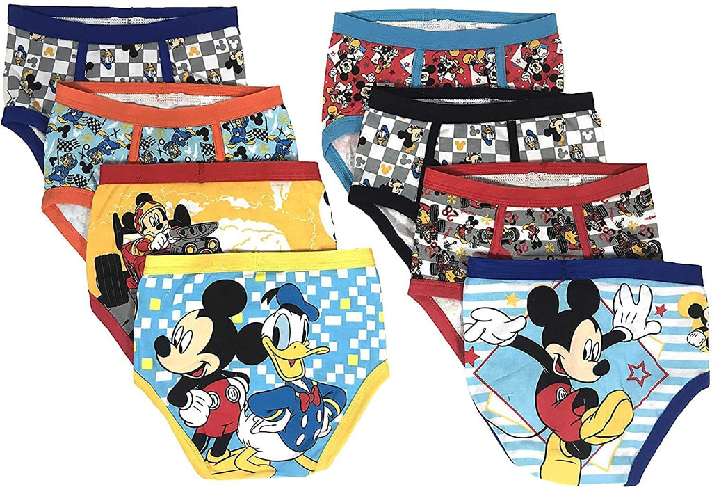 Disney Mickey Mouse Boys Underwear - 8-Pack Toddler/Little Kid/Big Kid Size Briefs Kids Roadster