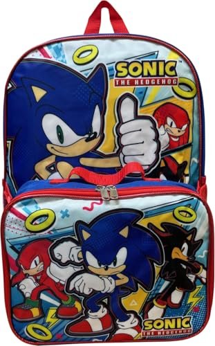 Ruz Sonic The Hedgehog 16 Inch Backpack With Detachable Matching Lunch Box (Sonic II)