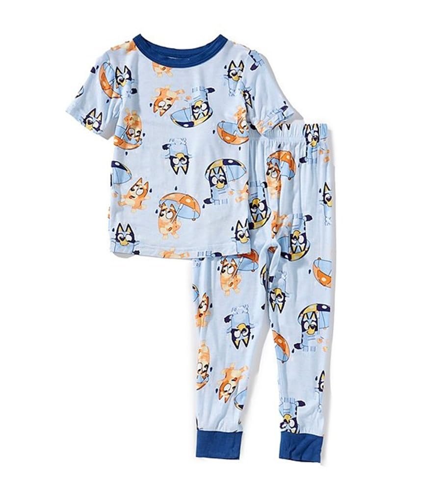 Centric Brands Bluey Boys' 2-Piece Pajama Set, Short Sleeve Shirt & Pants, Bingo Viscose Spandex Sleepwear for Toddlers