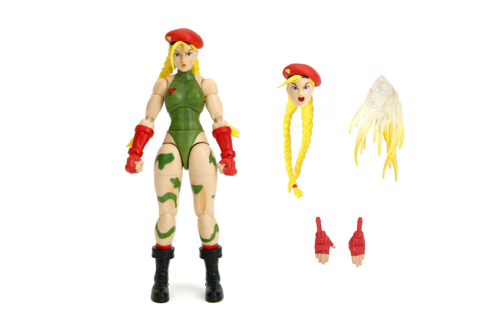 Jada Toys – Street Fighter II Cammy Action Figure - 1:12 Scale Collectible - Includes Interchangeable Heads, Hands, and Accessories - Ages 13+ - Classic Video Game Nostalgia