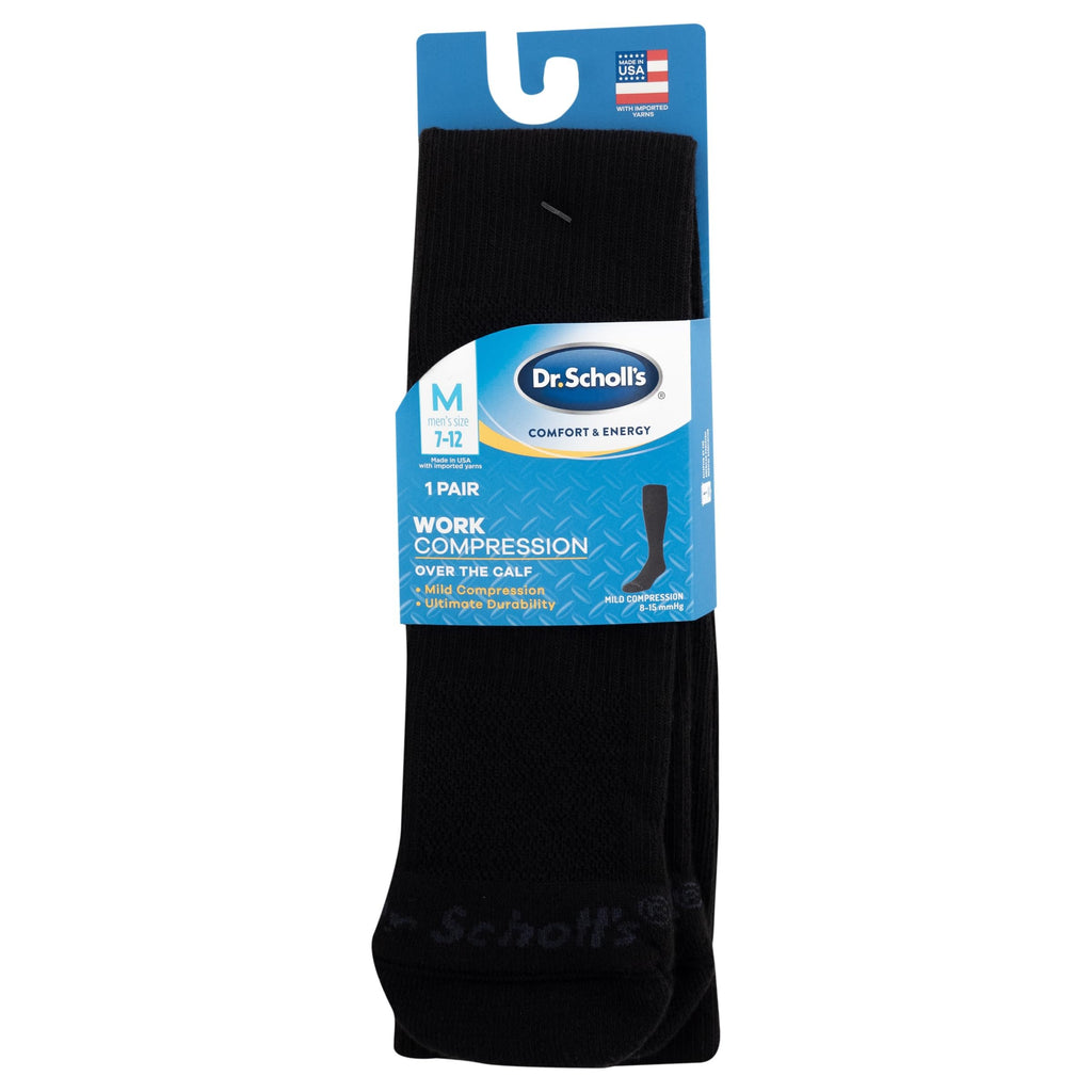 Dr. Scholl's Men's Athletic & Work Compression Over the Calf Casual Sock, Gray, 6.5-12 US