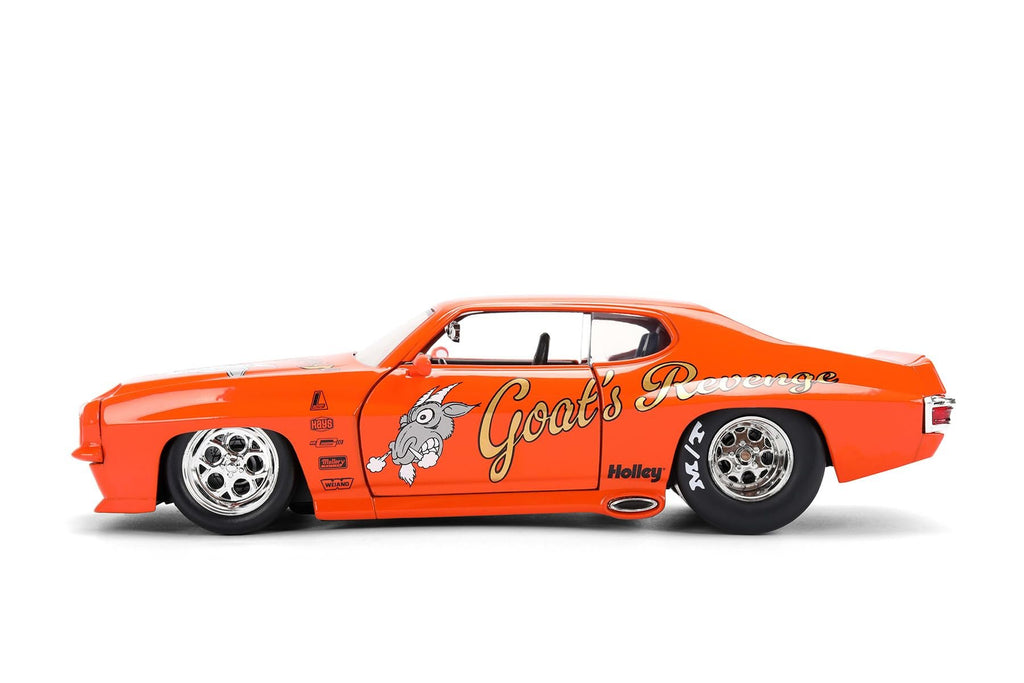 Jada Toys Bigtime Muscle 1:24 1971 Pontiac GTO Die-cast Car – Opening Doors, Hood, Trunk, Rubber Tires(Orange)