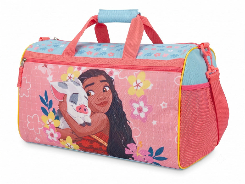 Disney Kids Duffle Bag 16.5" – Travel & Sports Bag with Zipper Pocket, Mesh Side Pockets & Shoulder Strap