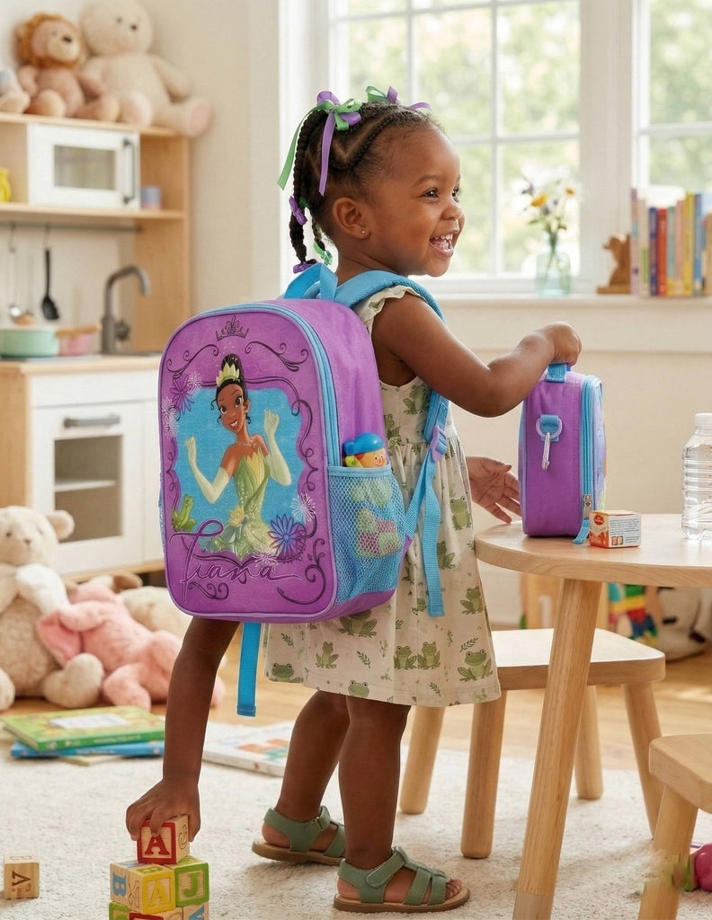 Fast Forward Tiana 16" Backpacks With Lunch Bag - Licensed Characters Kids Schoolbag