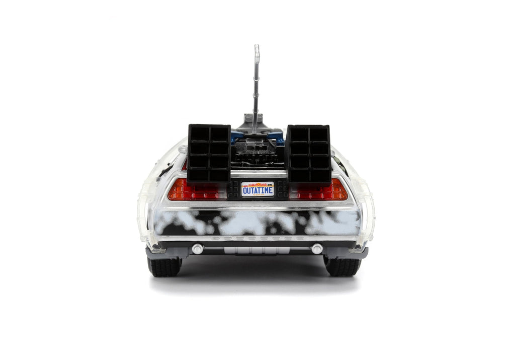 Jada Hollywood Rides – Back to The Future Time Machine (Frost Version) – 1:24 Scale – Die-Cast Car – Opening Doors & Hood – Hobby Edition – Collectible – Ages 8+ – Silver/White