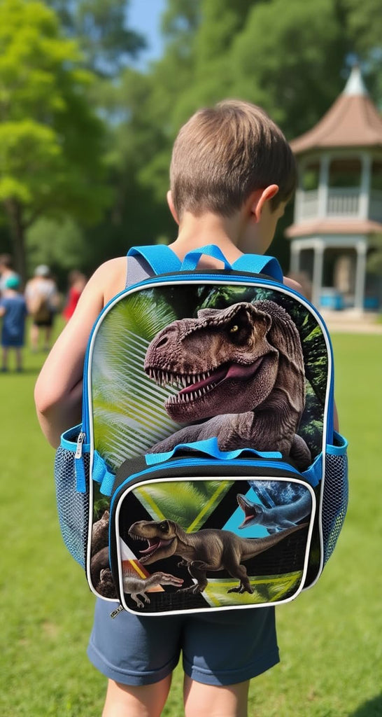 Fast Forward Jurassic Park 16" Backpacks With Lunch Bag - Licensed Characters Kids Schoolbag