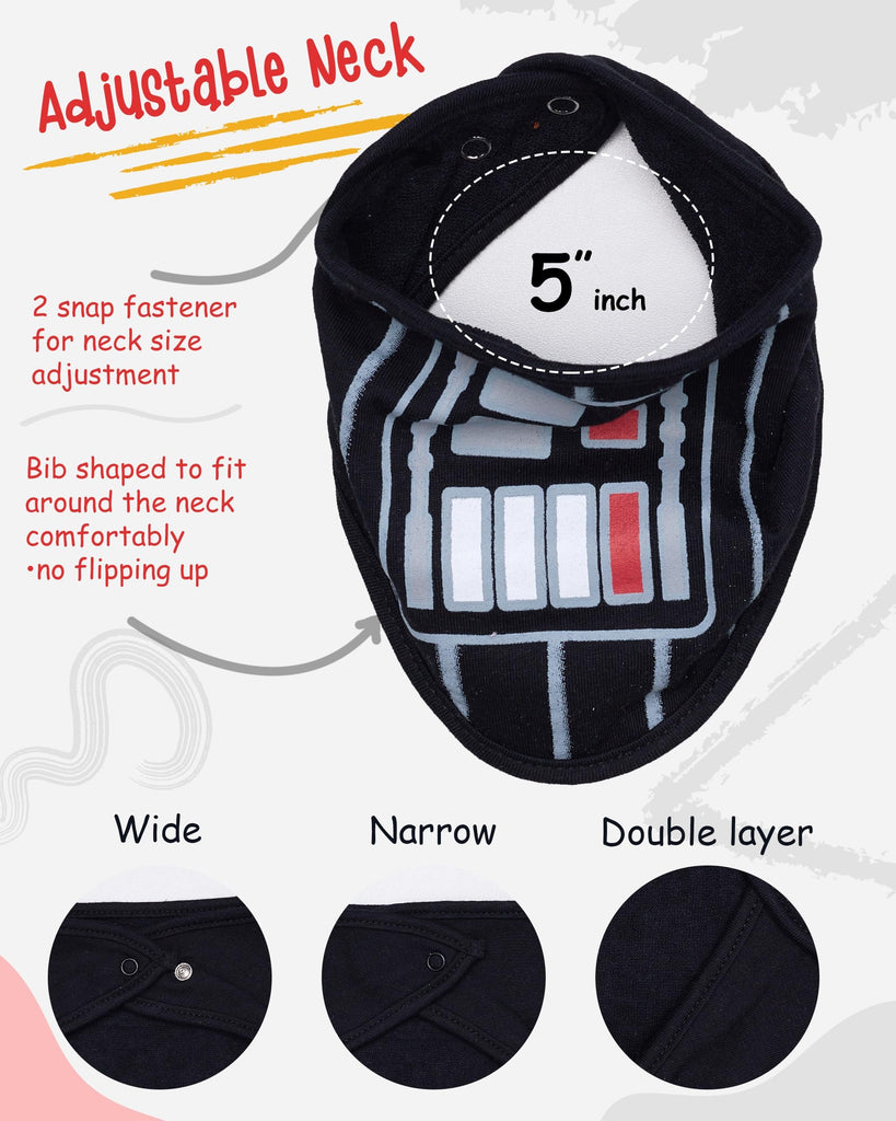 STAR WARS Baby Boys' Bandana Bibs 3 Pack Set for Feeding, Teething, and Drooling Darth Vader Chewbacca R2-D2