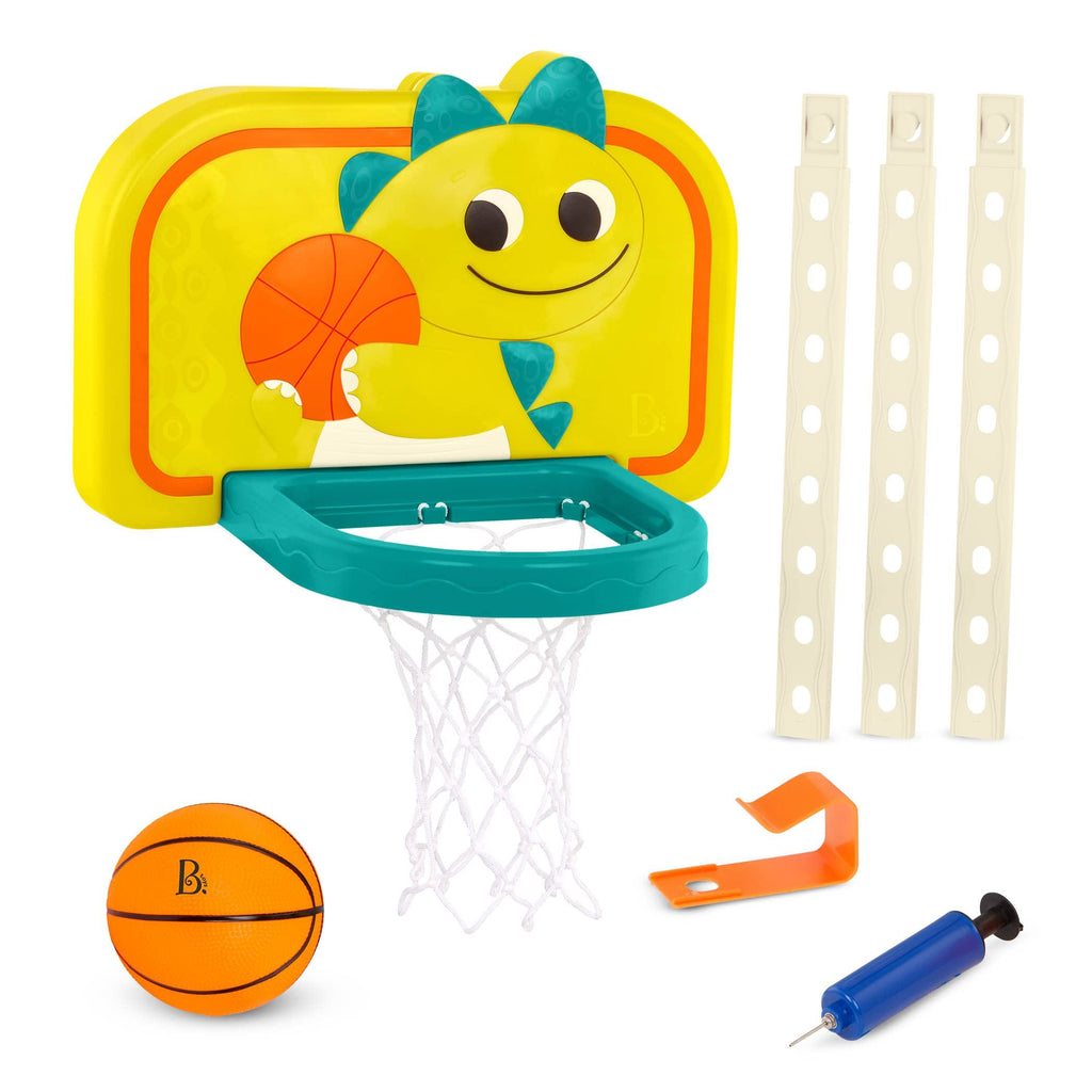 B. toys – Hanging Basketball Net – Adjustable Height – Mini Ball & Air Pump – Sports Toys & Active Play – 3 Years + – Dinosaur Dribbler