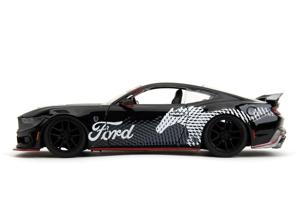 Jada Toys Bigtime Muscle 1:24 2024 Ford Mustang Dark Horse Die-cast Car – Opening Doors, Hood, Trunk, Rubber Tires(Glossy Black)