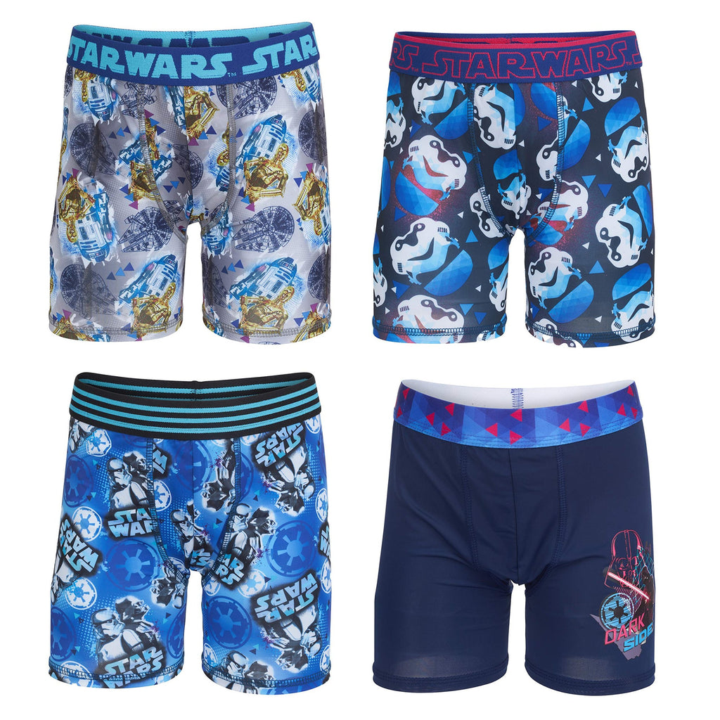 STAR WARS 100% Combed Cotton Briefs and Boxer Briefs and Poly-Blend Athletic Boxer Briefs in sizes 4, 6, 8, 10 and 12