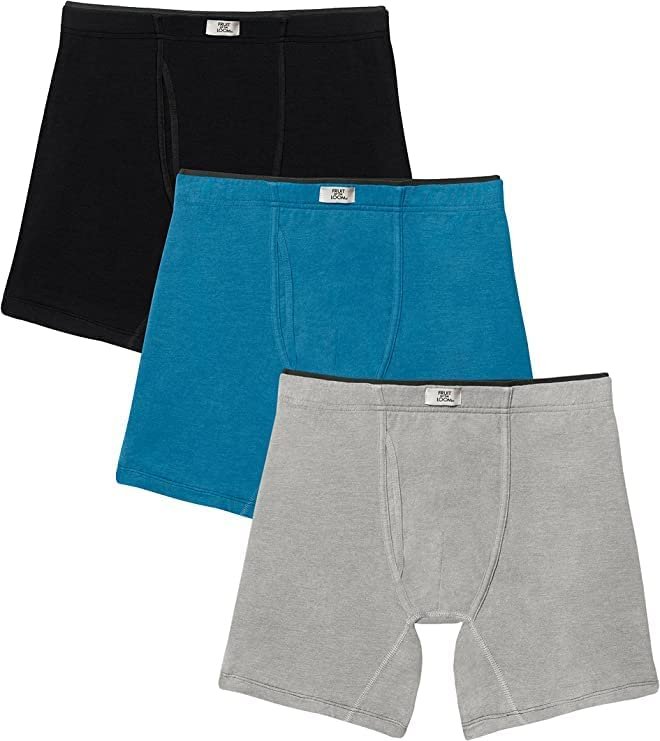 Black/Grey Fruit of the Loom Men's Cotton Performance Boxer Briefs (12 Pack)