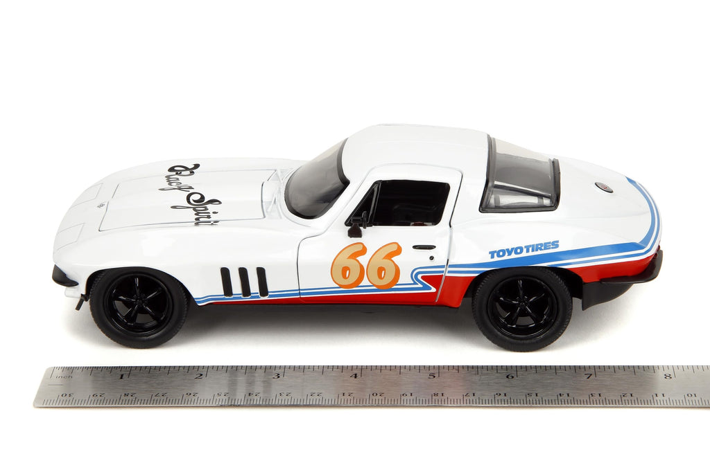 Big Time Muscle 1:24 1966 Chevy Corvette Sting Ray Die-Cast Car, Toys for Kids and Adults(White)