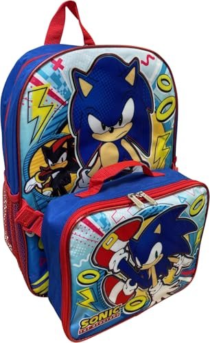 Ruz Sonic The Hedgehog 16 Inch Backpack With Detachable Matching Lunch Box (Sonic II)