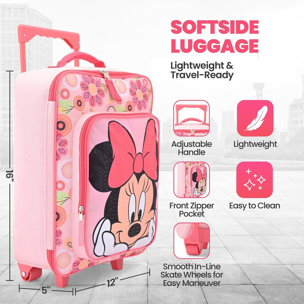 Minnie Mouse 16" Fast Forward Cars Luggage 16" Soft Side Wheeled Pilot Case- Rolling Suitcase 16x12x5