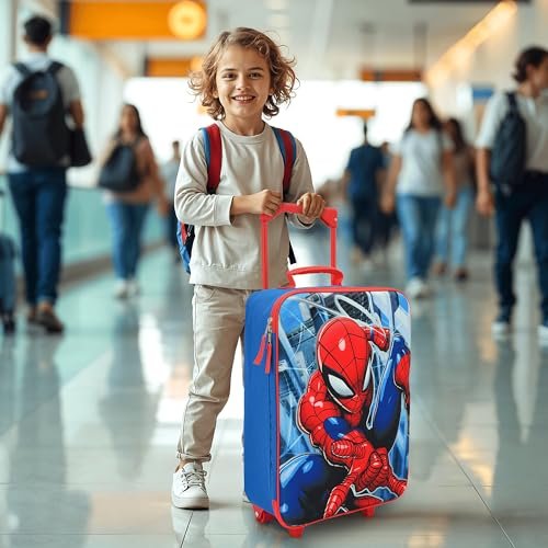 Fast Forward Spiderman Boys 16" Soft Luggage - Cute & Durable Carry-On Suitcase for Travel 16X12X5