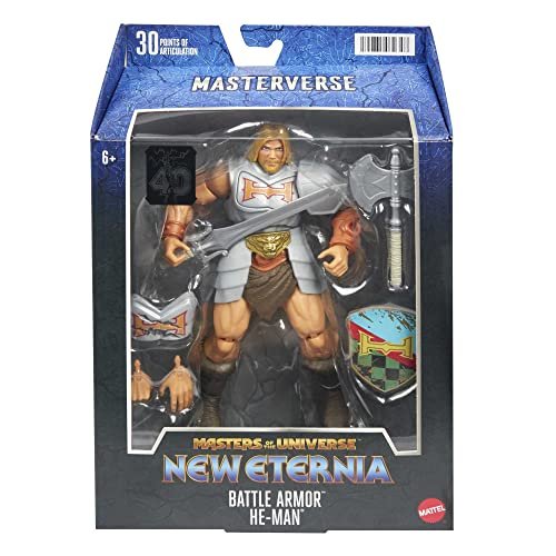 Masters of the Universe Masterverse Battle Armor He-Man Action Figure with Accessories, 7-inch Motu Collectible Gift