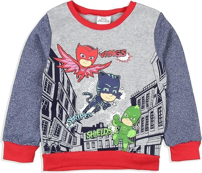 Happy Threads PJ Masks Boy's Wings Stripes Shields Pullover and Jogger Pants 2 Piece Outfit Set (Multicolores, 12M)