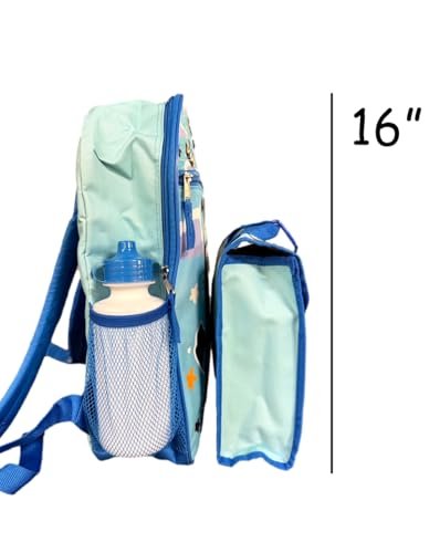 Fast Forward Bluey Backpack Personalized Bookbag and Snack Tote for Back to School with Water Bottle Rubber Dangle and Carabiner - 5pc Set