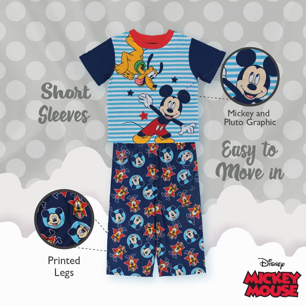 Disney Boys’ Mickey Mouse 3-Piece Loose-Fit Pajamas Set, Mickey and Pluto 3, 12M