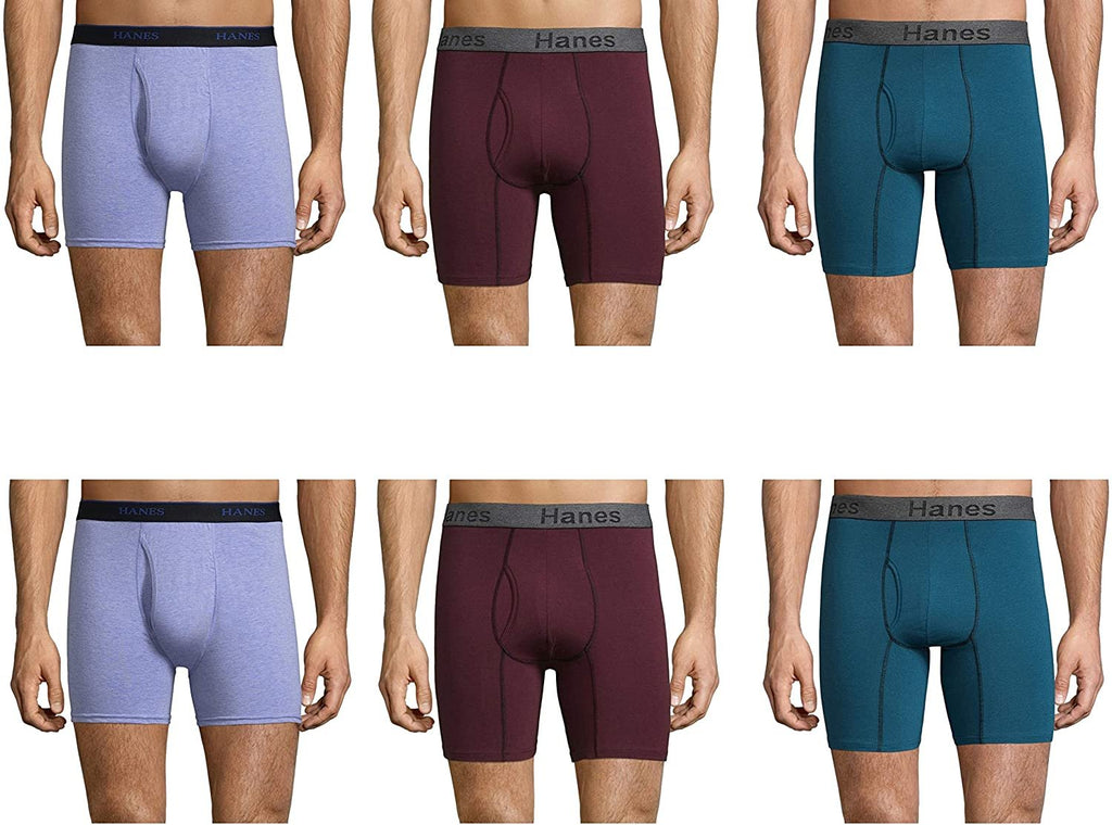Black/Gray- 6 Pack Sport Breathable Mesh Hanes Men's Tagless Sports-Inspired Boxer Brief