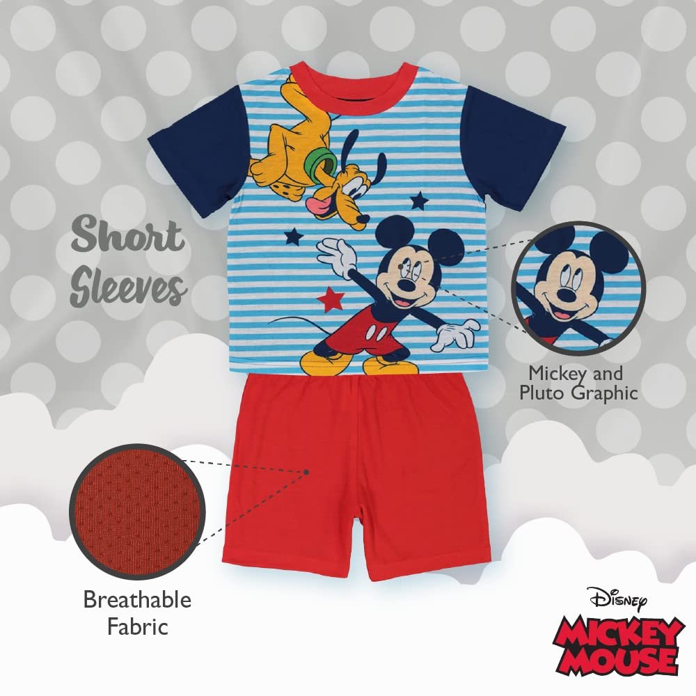 Disney Boys’ Mickey Mouse 3-Piece Loose-Fit Pajamas Set, Mickey and Pluto 3, 12M