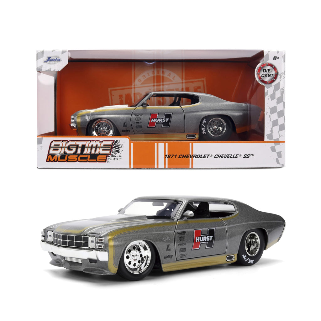 Jada Toys Bigtime Muscle 1:24 1971 Chevy Chevelle Die-cast Car – Opening Doors, Hood, Trunk, Rubber Tires(Metallic Grey)