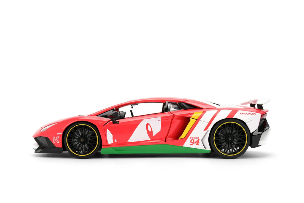 Jada Sonic Knuckles with Lamborghini Aventador SV – Hollywood Rides Die-Cast Vehicle & Knuckles Figure Toys – Opening Doors & Hood – Ages 8+