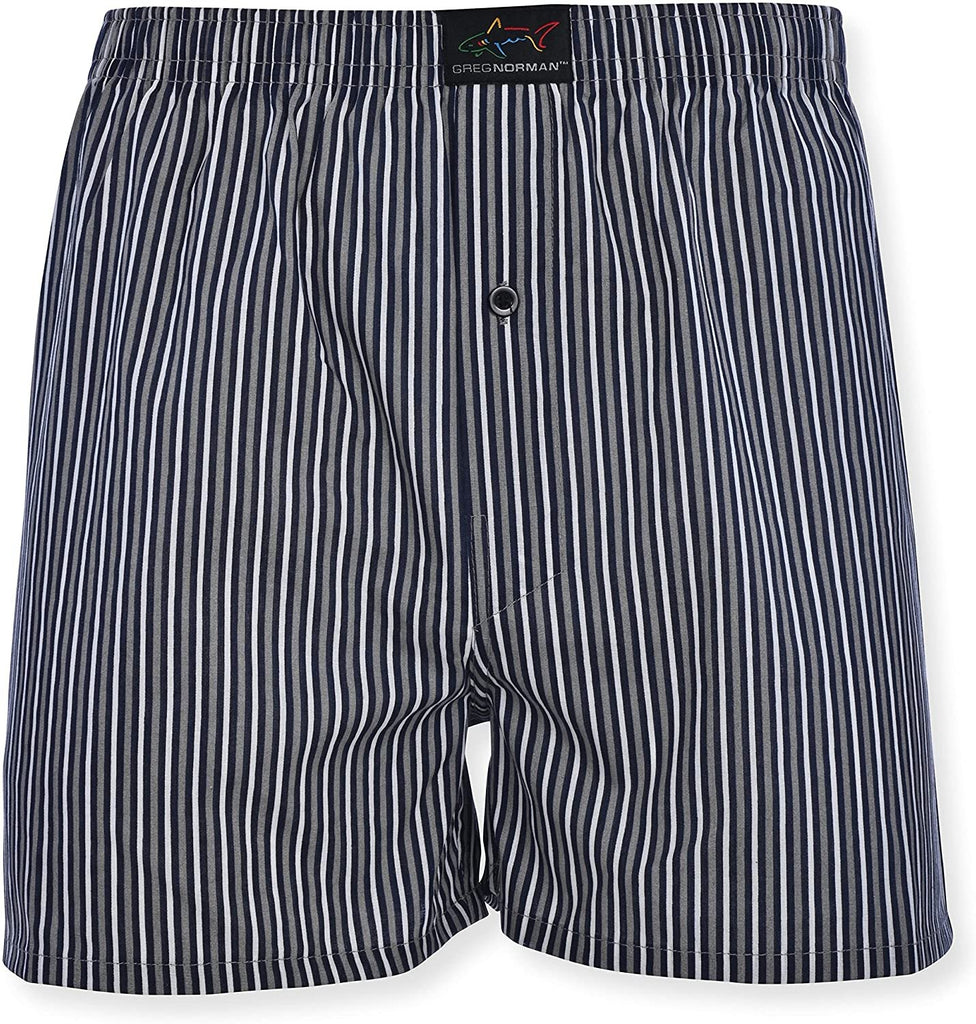 Greg Norman Mens Woven Boxers - Button Fly Lightweight Classic Fit Brethability Golf Legend