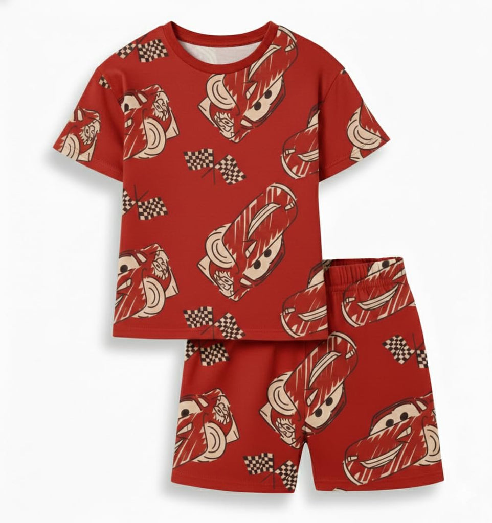 Disney Cars Boys 2-Piece Short Set – Lightning McQueen T-Shirt & Matching Shorts Summer Outfit