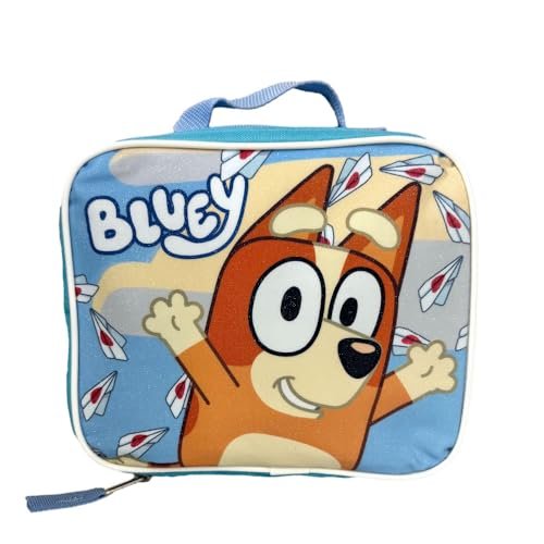 Fast Forward Bluey Backpack Personalized Bookbag and Snack Tote for Back to School with Water Bottle Rubber Dangle and Carabiner - 5pc Set