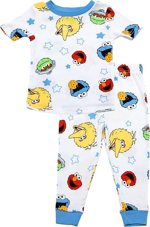 Centric Brands Sesame Street 4-Piece Pajama Set with Elmo, Cookie Monster, Oscar & Big Bird – Baby Sizes 12M–24M