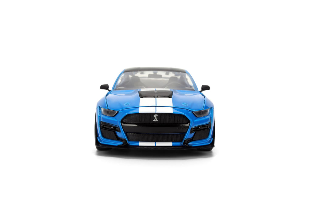 Jada Toys Bigtime Muscle 1:24 2020 Ford Mustang Shelby GT 500 Die-cast Car – Opening Doors, Hood, Trunk, Rubber Tires(Glossy Blue)