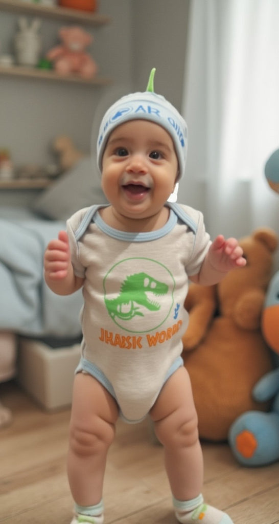 Jurassic World Welcome to the Universe Baby Baby Boys Clothes 3-Piece Set with Bodysuit, Socks, and Hat (3-6M)