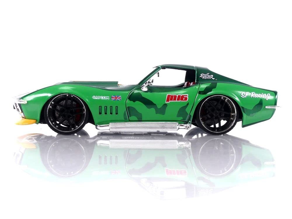 Street Fighter 1:24 1969 Chevrolet Corvette Stingray ZL1 & 2.75" Cammy Figure, Toys for Kids and Adults