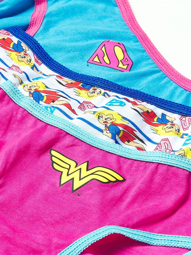 DC Comics Girls Superhero Underwear with Wonder Woman, Batman, Superman Logos and Comic Prints sizes 4, 6, 8, 10, 10-Pack Justice League Logo PANTY, 4