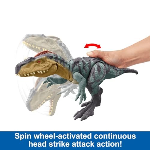 Mattel Jurassic World Gigantic Trackers Neovenator Dinosaur Action Figure, Large Species Toy, Attack Chomp, Evolving Head Crest, Digital Play