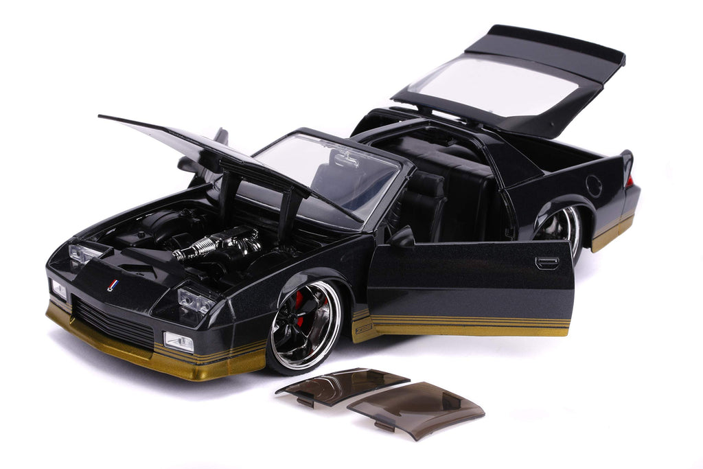 Jada Toys Big TIME Muscle 1985 Chevy Camaro 1:24 Scale DIECAST CAR Black with Gold Trim (31457)
