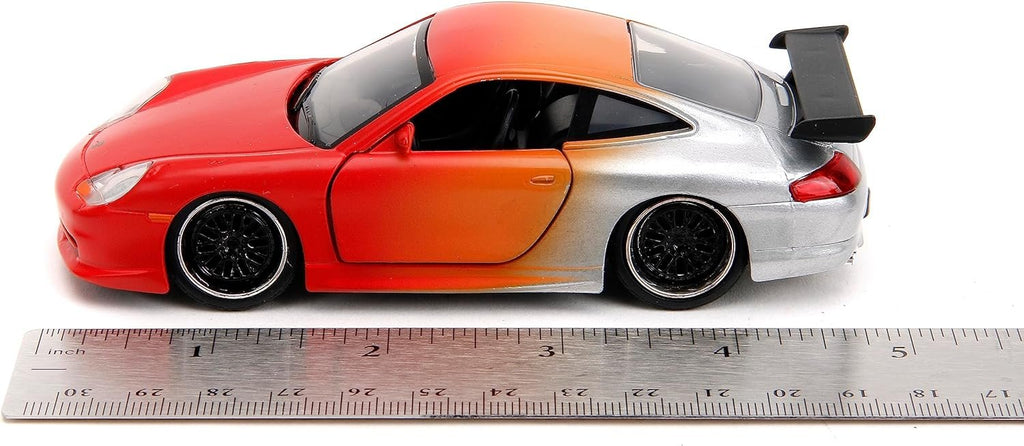 Pink Slips 1:32 W1 Porsche 911 GT3RS Die-Cast Car, Toys for Kids and Adults (Primer Red/Orange/Silver)