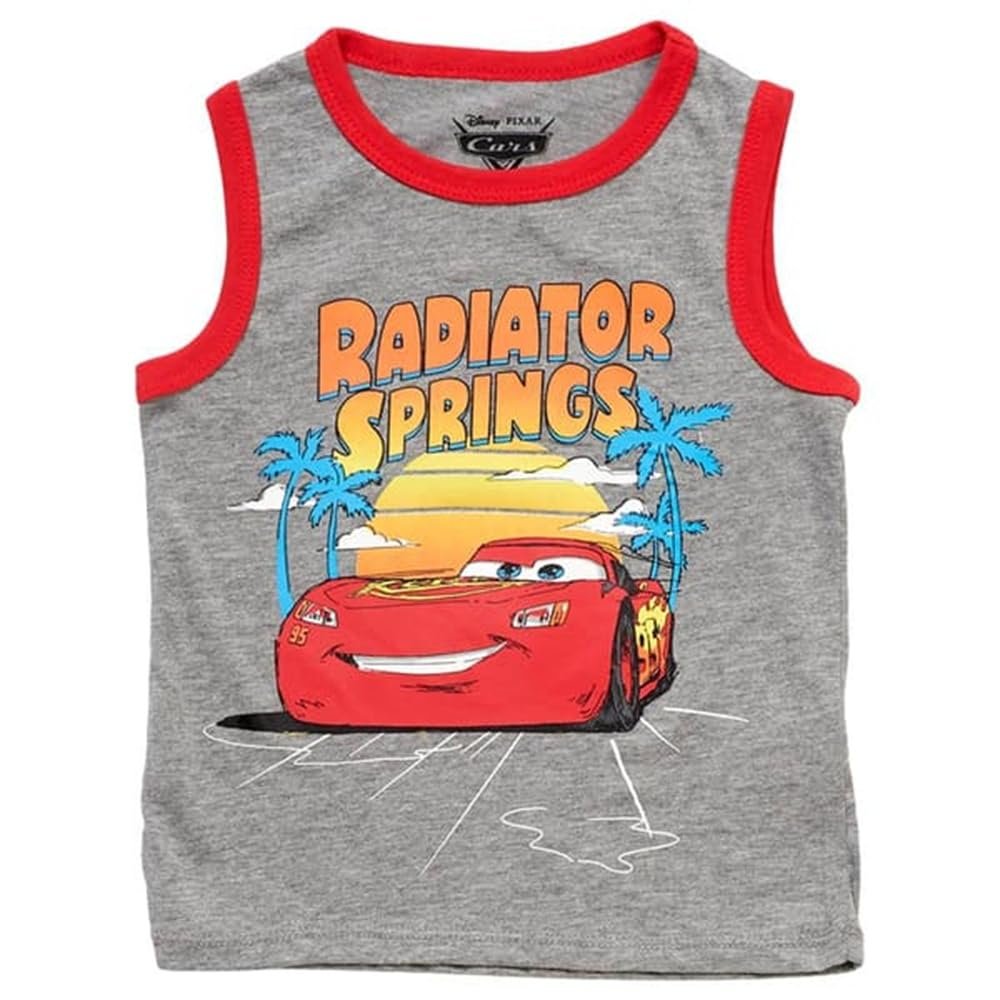 Disney Pixar Toy Story Boys’ Tank Top – Buzz Lightyear & Woody Graphic Shirt – Soft Cotton Blend Toddler & Kids Sleeveless Tee