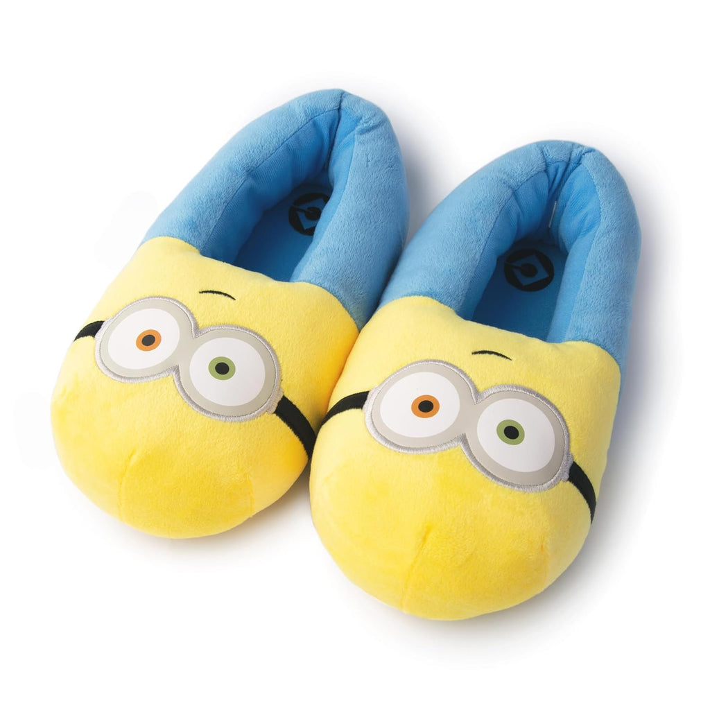 Handcraft Minions Kids Oversized Plush Step-In Slippers with 2 Eyes, Yellow, 7-8 Big Kid