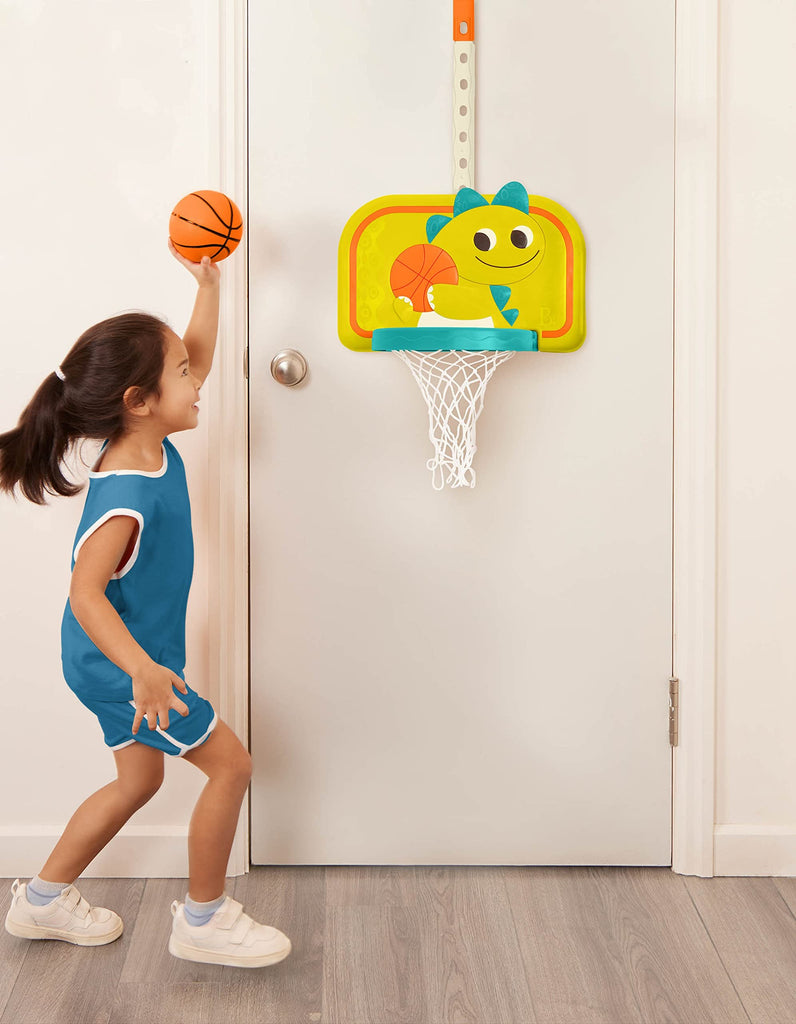 B. toys – Hanging Basketball Net – Adjustable Height – Mini Ball & Air Pump – Sports Toys & Active Play – 3 Years + – Dinosaur Dribbler