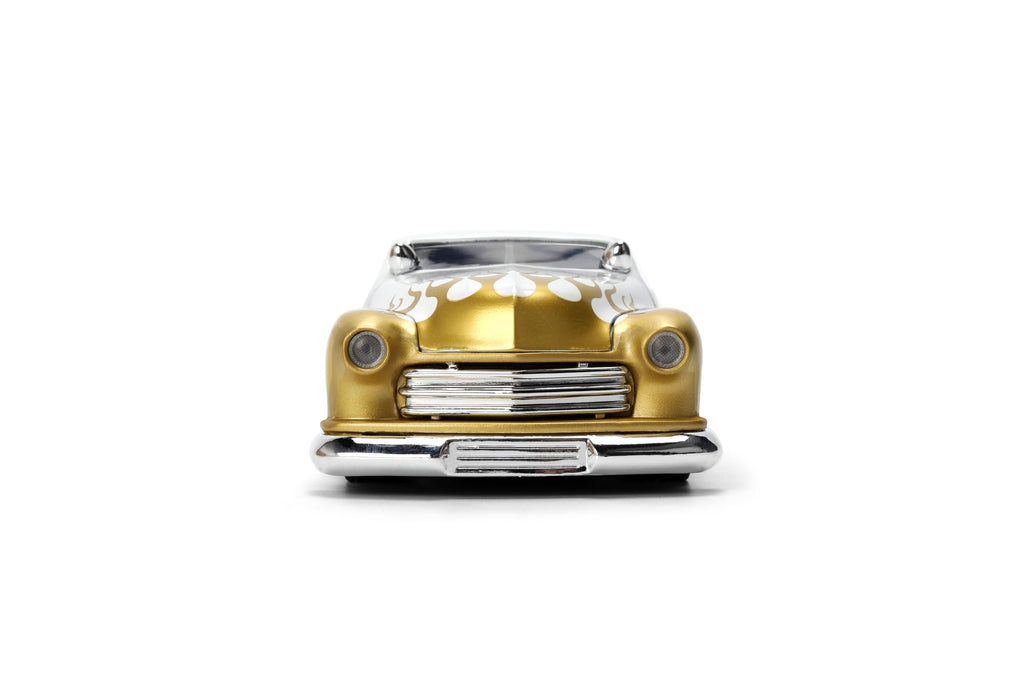 Jada Toys Bigtime Muscle 1:24 1951 Mercury Die-cast Car – Opening Doors, Hood, Trunk, Rubber Tires(White/Gold Flames)