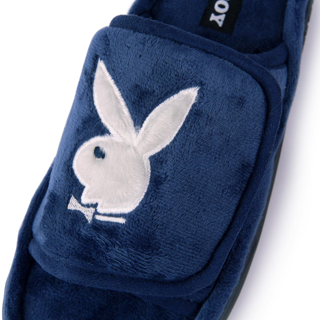Playboy unisex-adult Adjustable Cozy Plush Velour Memory Foam Indoor Outdoor Soled Slipper in Sizes S-xl