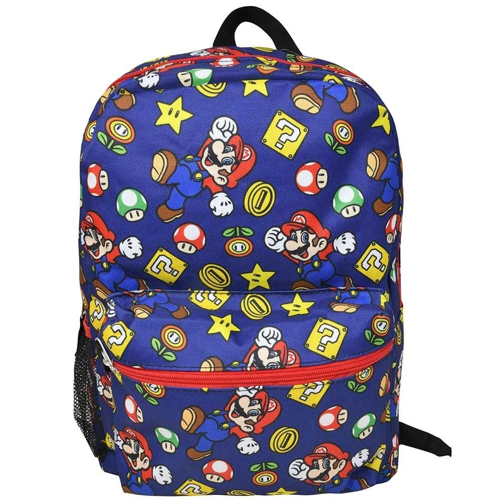 Super Mario Unisex Kid's Classic Backpack, Blue, Large