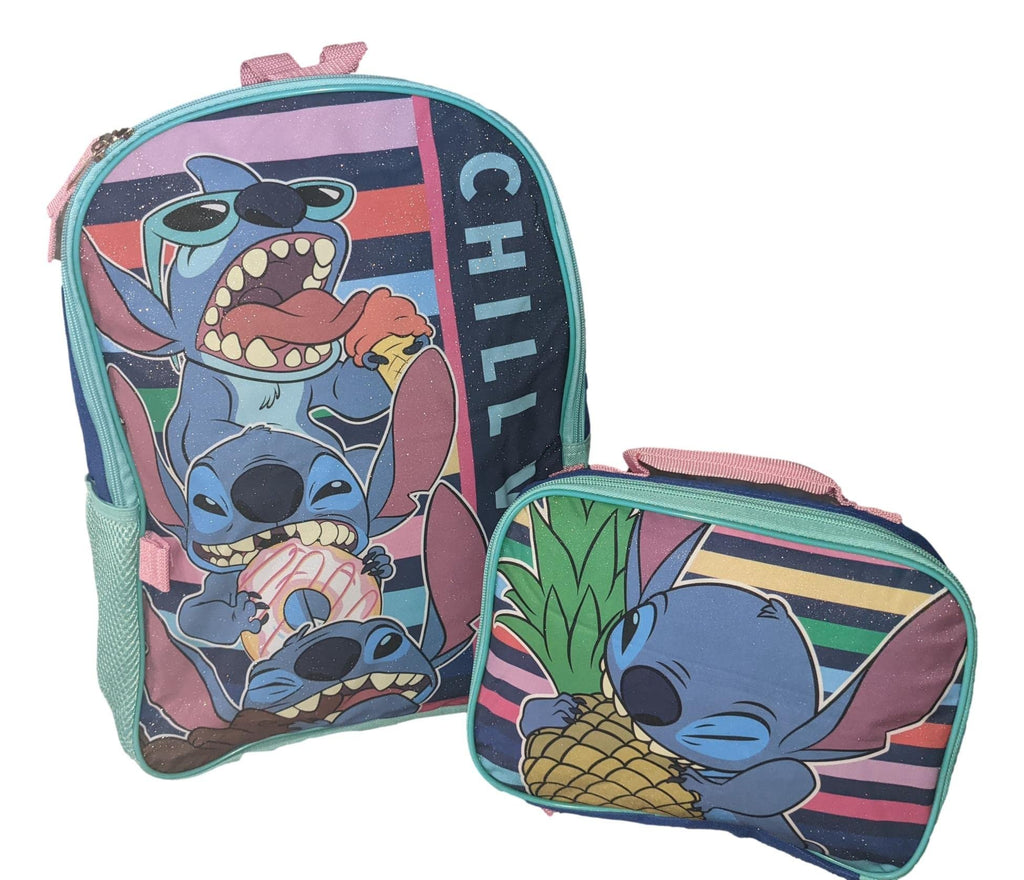 Disney Stitch 16 Inch School Backpack With Removable Lunch Box Set (Lilo & Stitch)