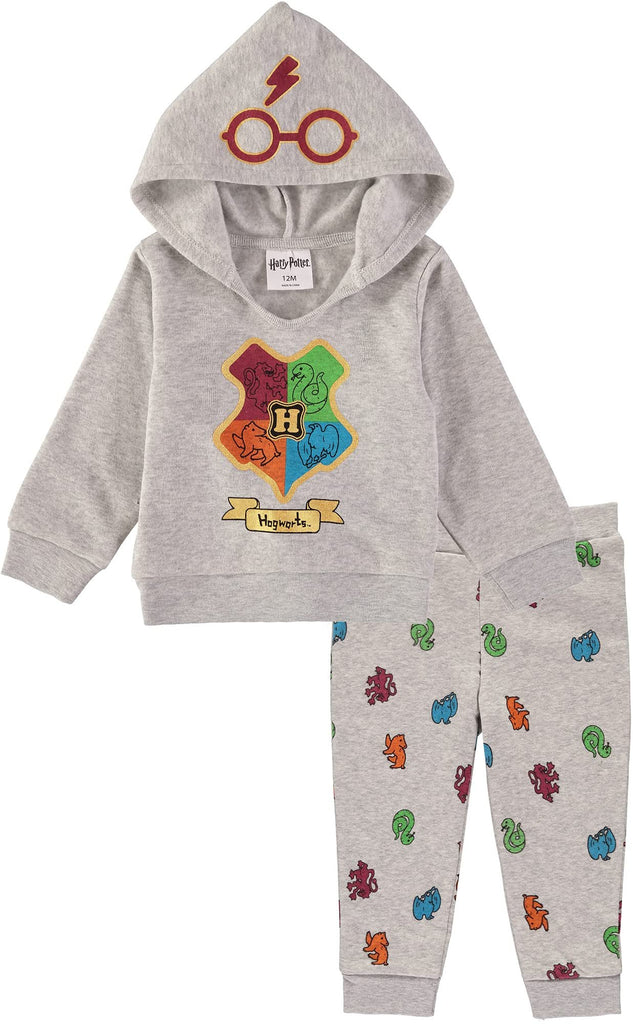 Harry Potter Boys' 2 Piece Hoodie Fleece Sweatshirt and Jogger Pants Set (Grey/Red/Green, 3-6 Months)