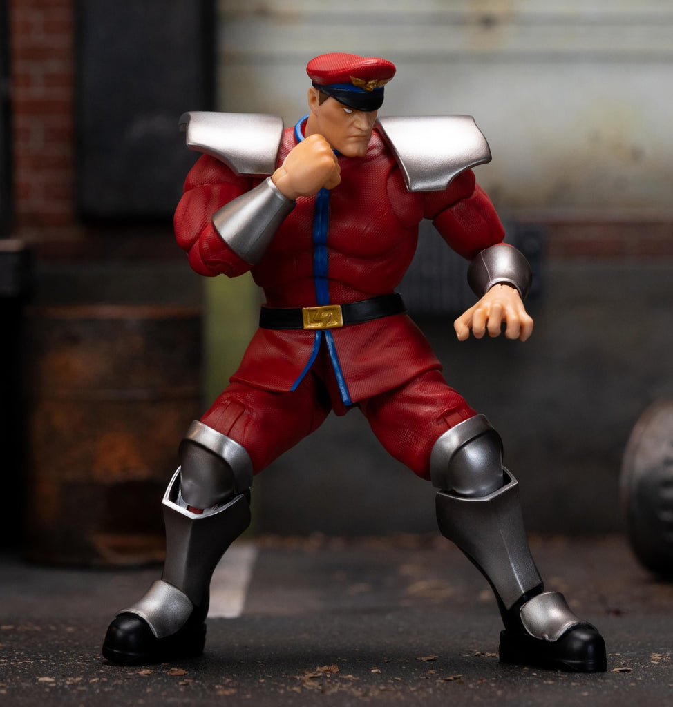 Jada Toys – Street Fighter II M. Bison Action Figure Wave 2 – 1:12 Scale, 6" Tall, Interchangeable Heads, Hands, Purple Fire Accessory