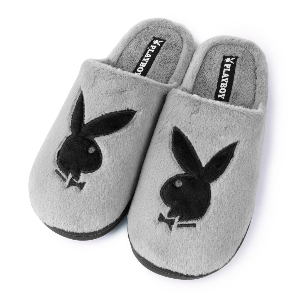Playboy unisex-adult Adjustable Cozy Plush Velour Memory Foam Indoor Outdoor Soled Slipper in Sizes S-xl