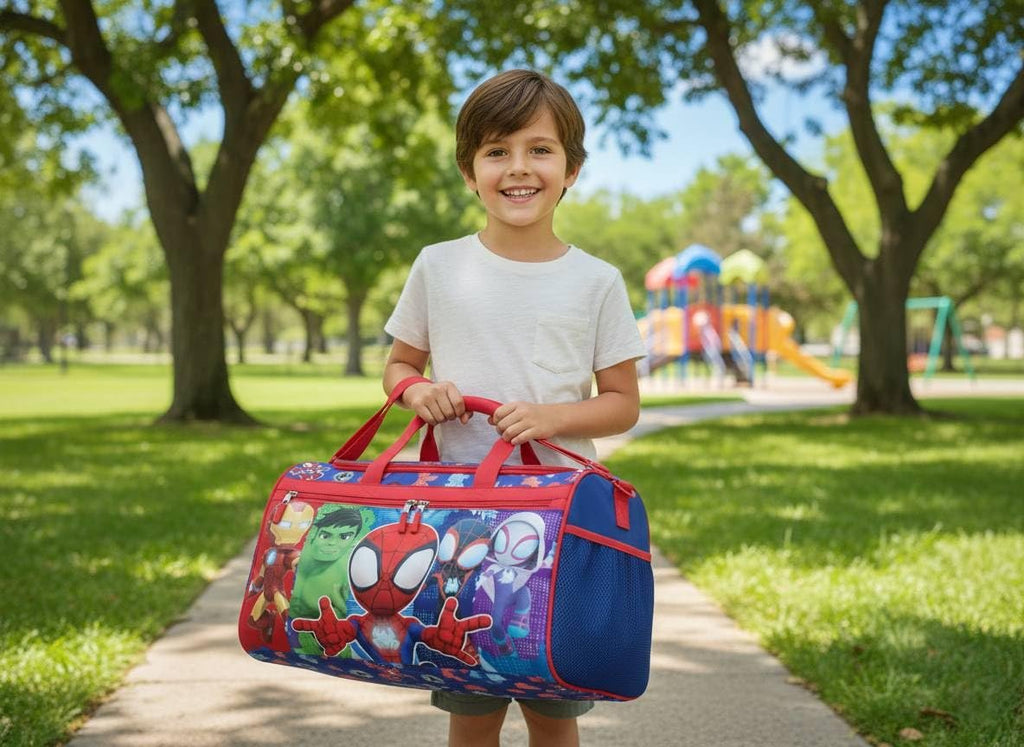 Disney Kids Duffle Bag 16.5" – Travel & Sports Bag with Zipper Pocket, Mesh Side Pockets & Shoulder Strap